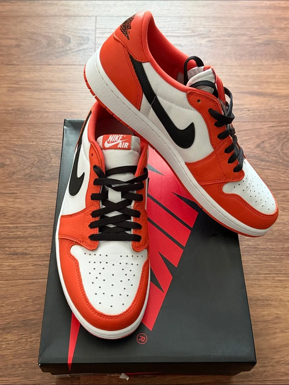 Brand New: Nike Air Jordan 1 Low OG Sneakers - White & Orange - Men's